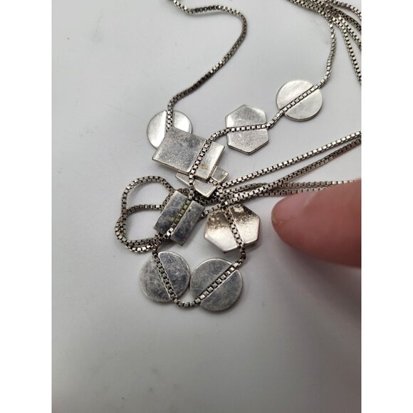 Madewell Holding Pattern Necklace Silver Tone Geometric Shapes Adjustable Slide - Picture 7 of 7
